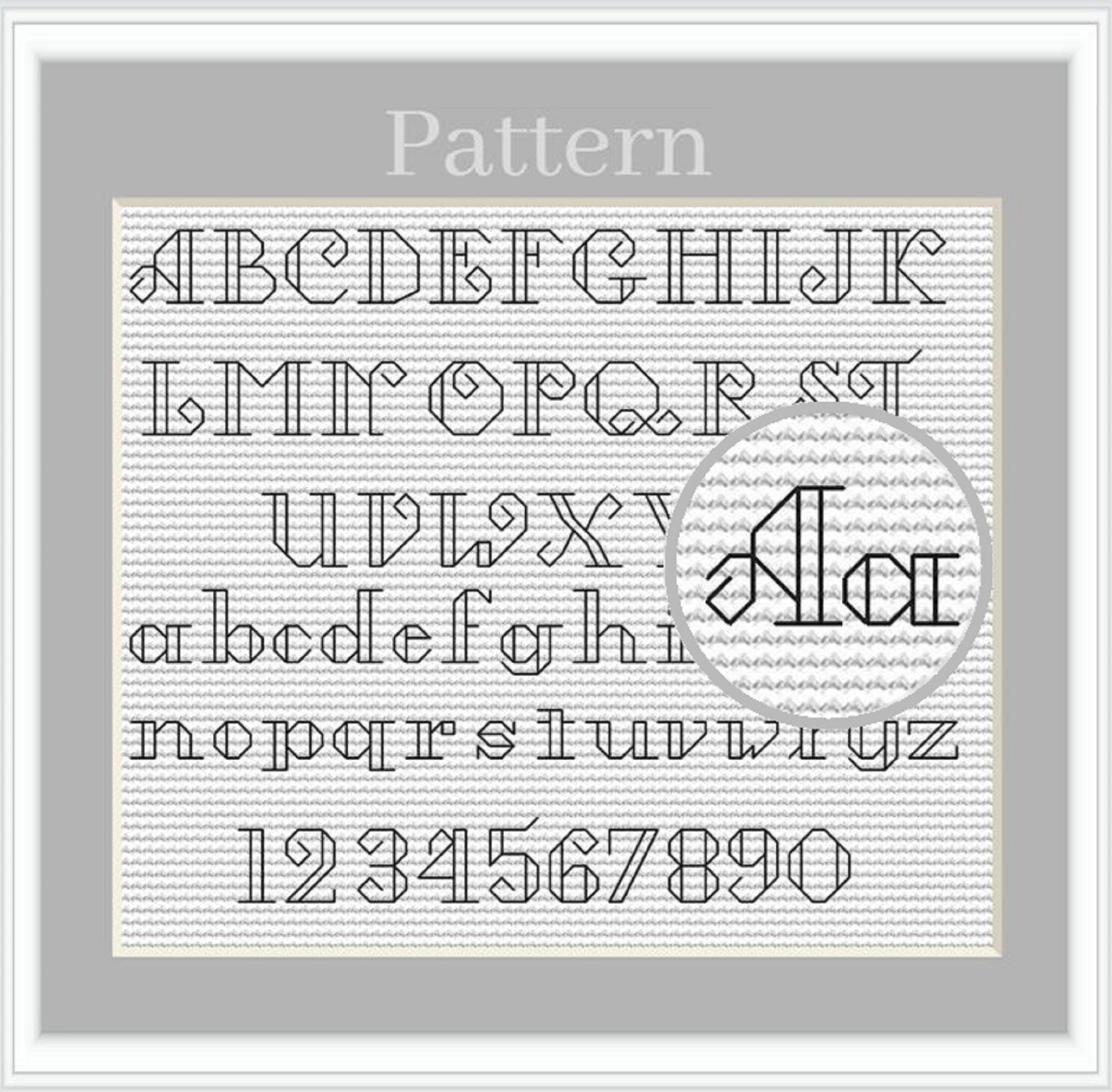 Backstitch Alphabet Cross Stitch Pattern With Letters and Numbers - Etsy