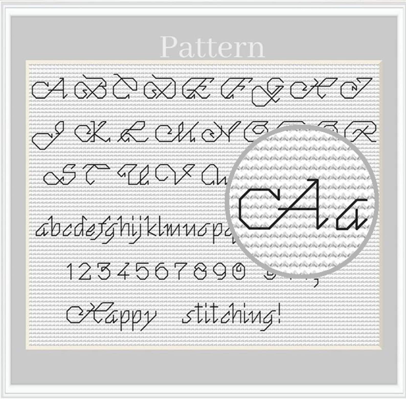 Backstitch Alphabet Cross Stitch Pattern With Cursive Letters and ...