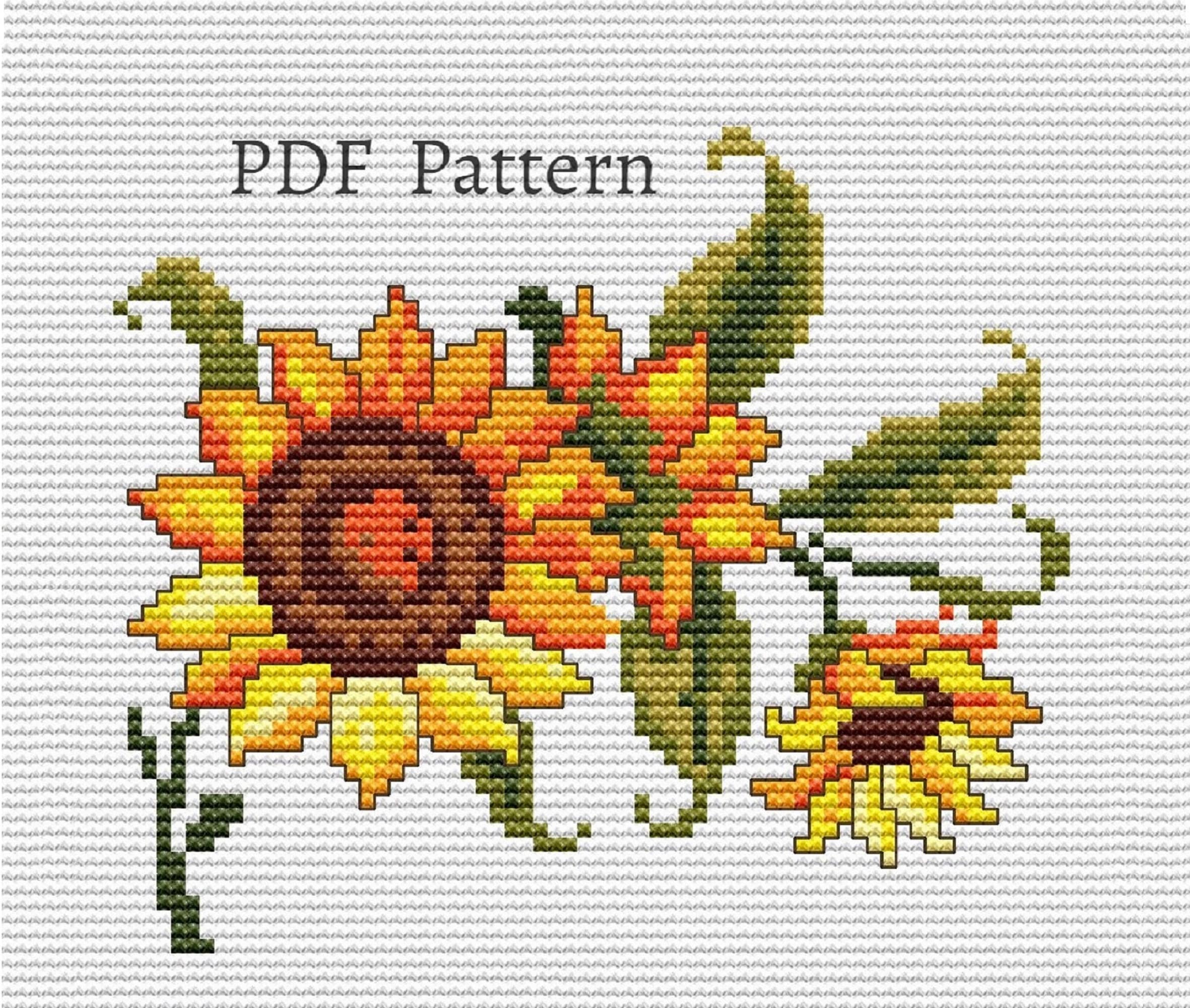 ⛰Deutsch Alte Kreuzstich【Sonnenblume】 Kreuzstich Vorlage Vintage Sonnenblume - Maison Sajou