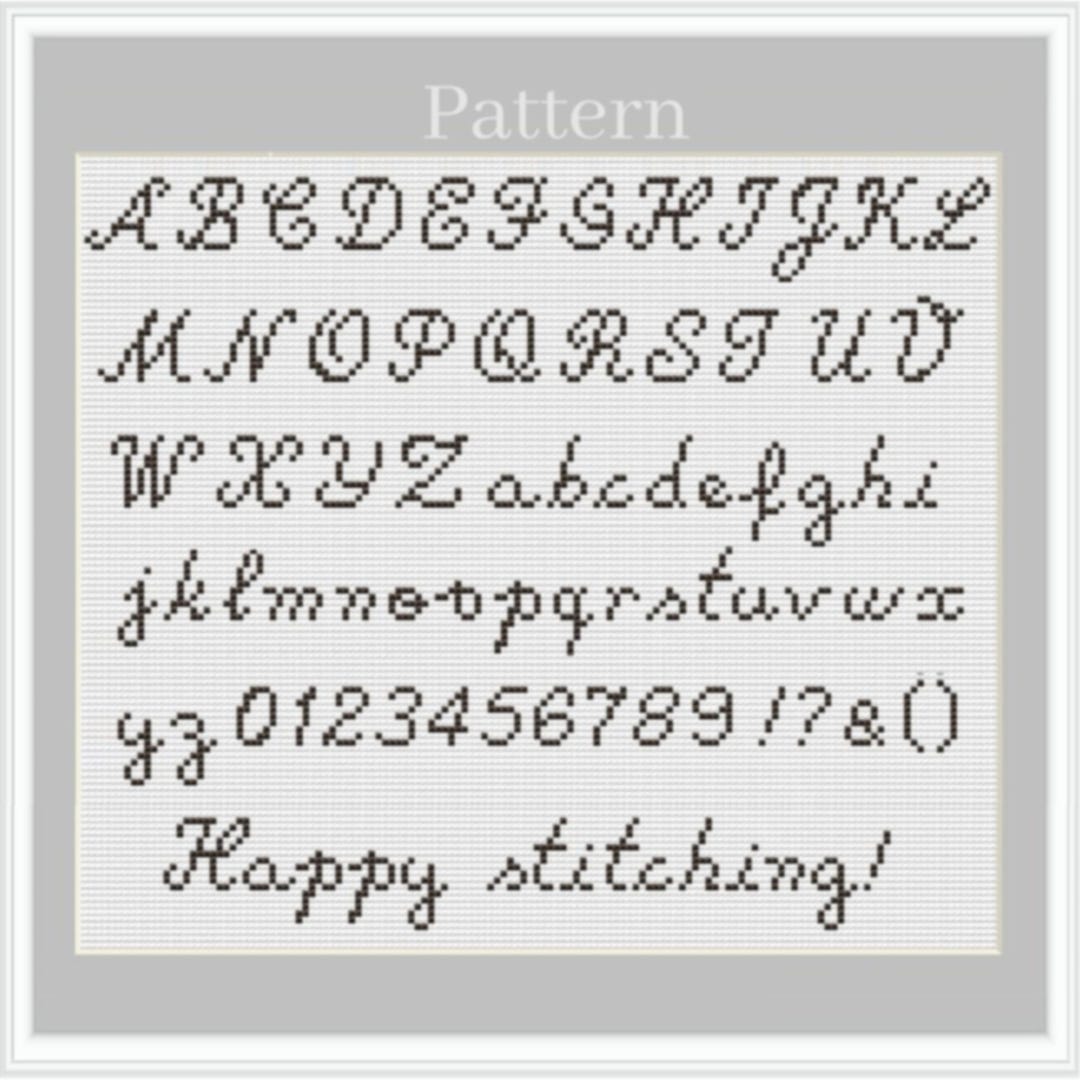 Cursive Alphabet Cross Stitch Pattern, Cross Stitch Font, Cross Stitch ...