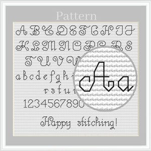 Cursive font, Cross stitch font, Back stitch alphabet, Backstitch alphabet, ABC chart