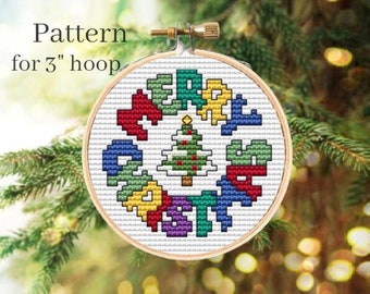 Christmas ornament cross stitch pattern, Initial ornament, Christmas monogram hand embroidery pattern