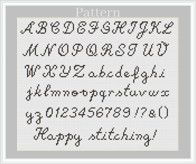 Cursive alphabet cross stitch pattern, Cross stitch font, Cross stitch letters, Cross stitch numbers