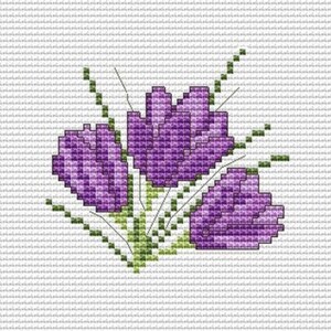 Crocus cross stitch pattern, Spring flowers hand embroidery pattern