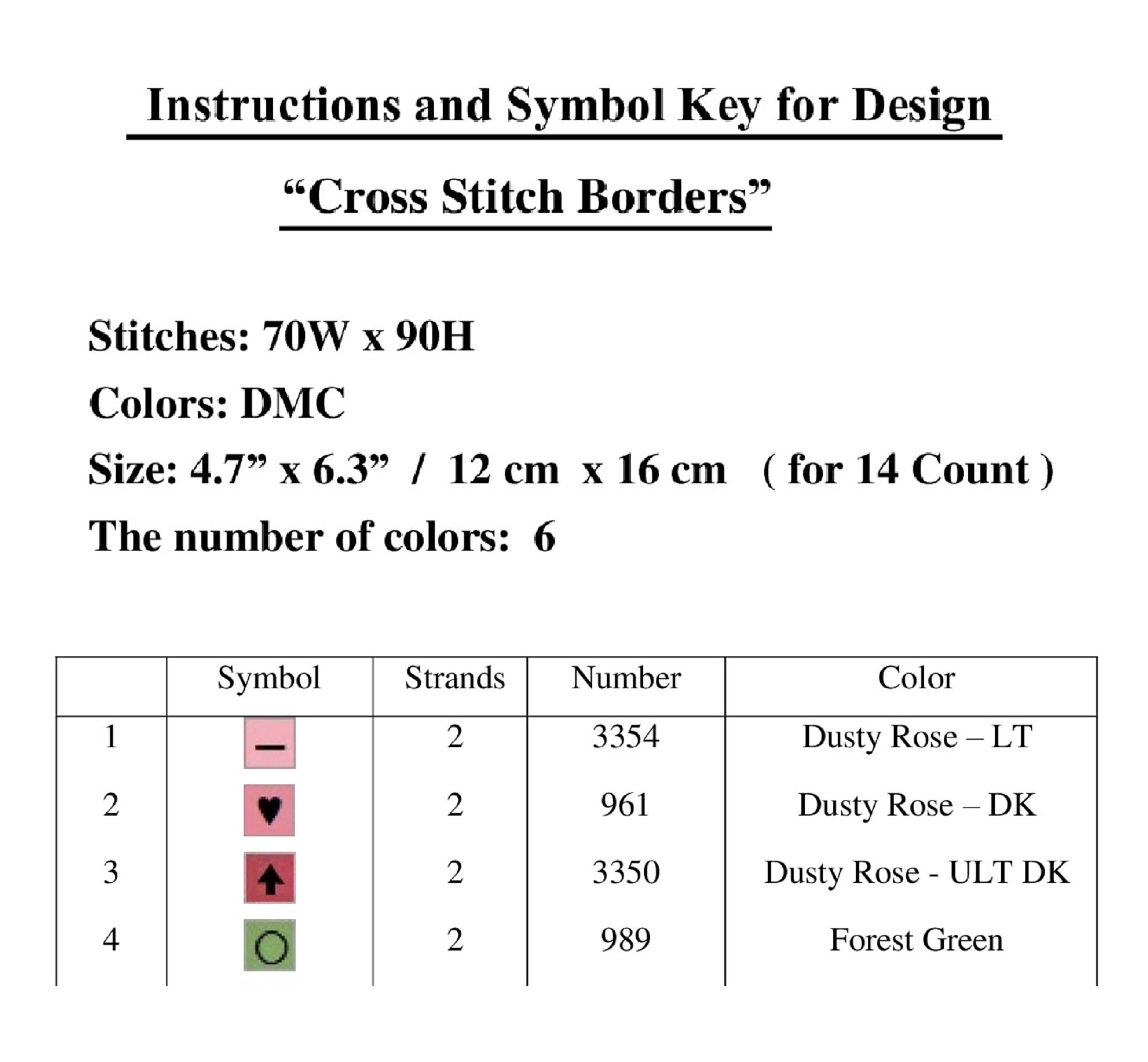 Tulip Cross Stitch Borders Pattern Floral Border Pink Etsy Canada