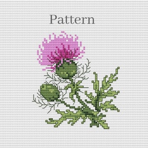 Thistle cross stitch pattern, Outlander hand embroidery pattern, Cross stitch flowers, Scottish thistle PDF pattern