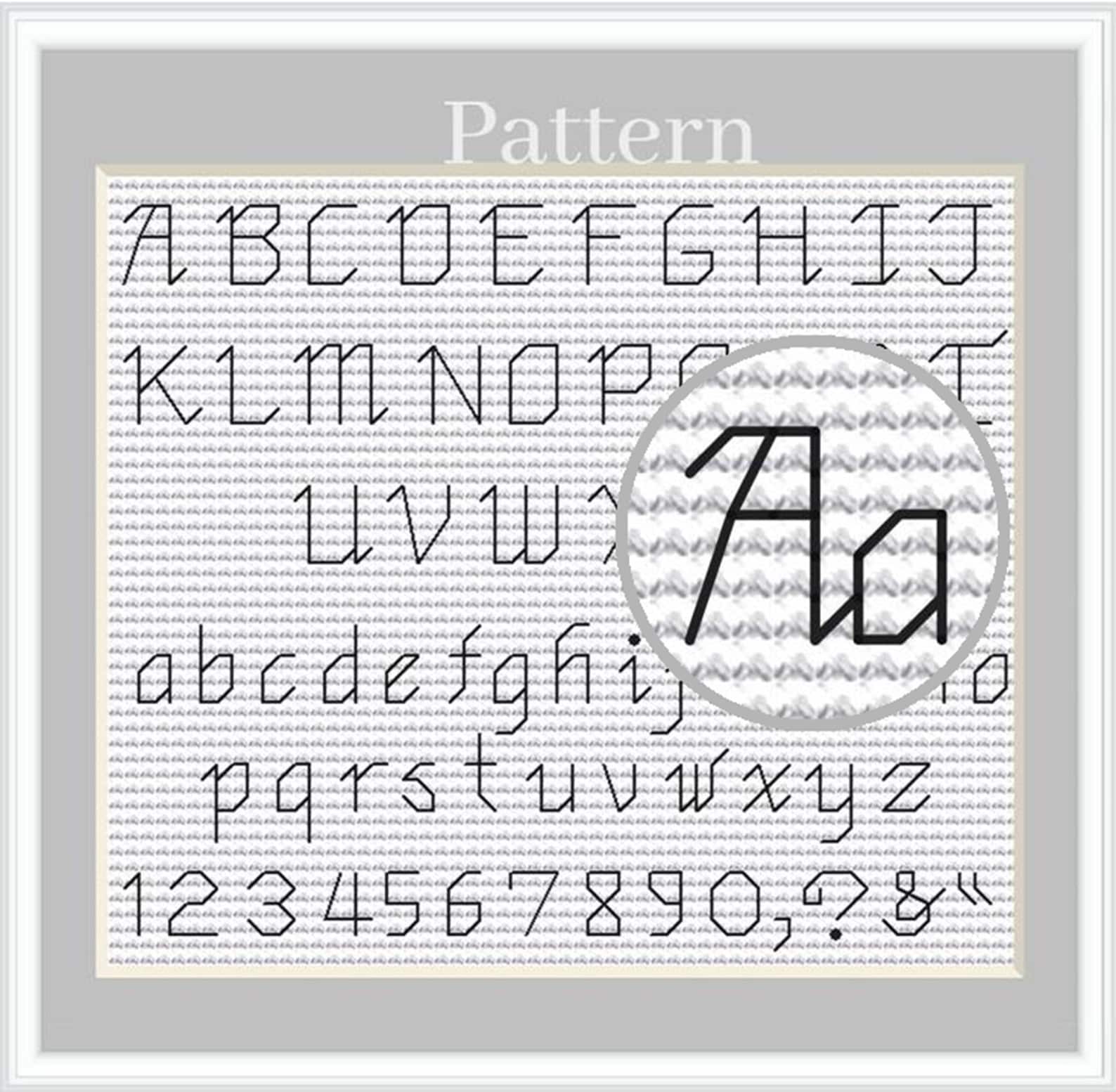 Backstitch Alphabet Cross Stitch Pattern With Letters and Numbers - Etsy