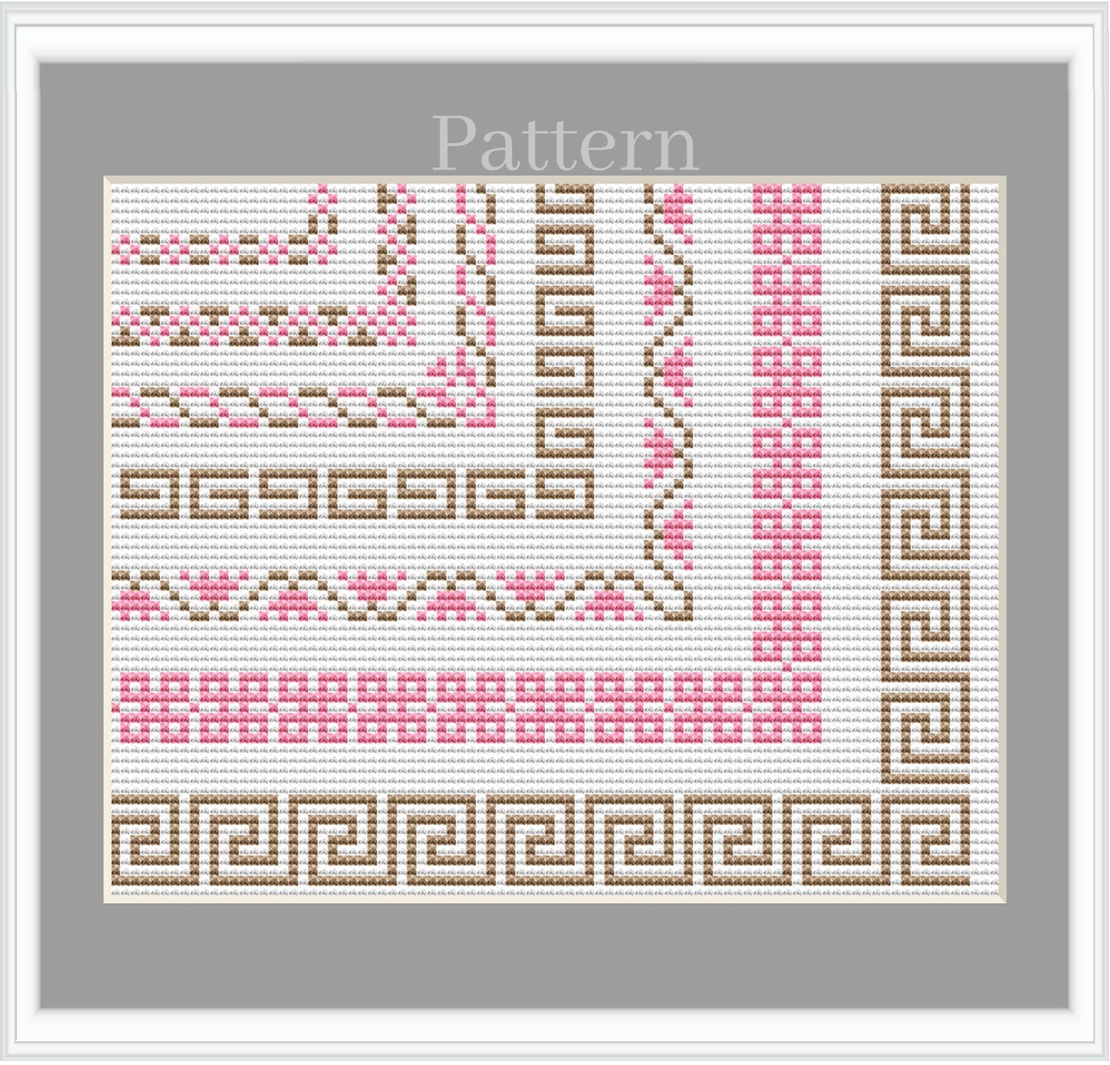Celtic Border сross Stitch Pattern, Pink Cross Stitch Frames