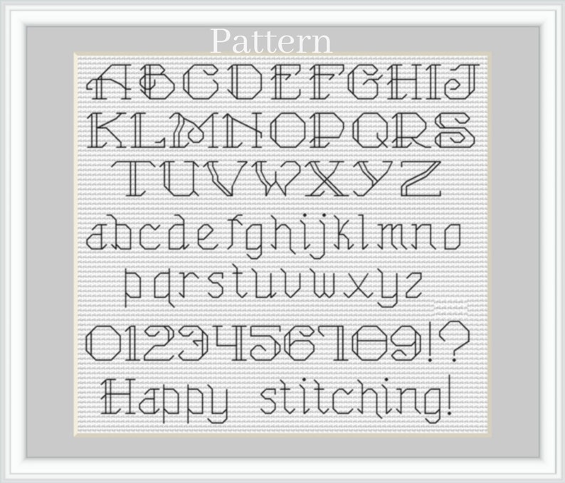 Cross Stitch Fonts Backstitch Alphabet Cross Stitch Pattern Etsy
