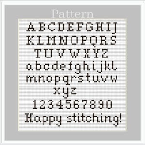 小さなアルファベットのクロスステッチパターン、フルアルファベットのクロスステッチフォント、クロスステッチの文字、ABCチャート