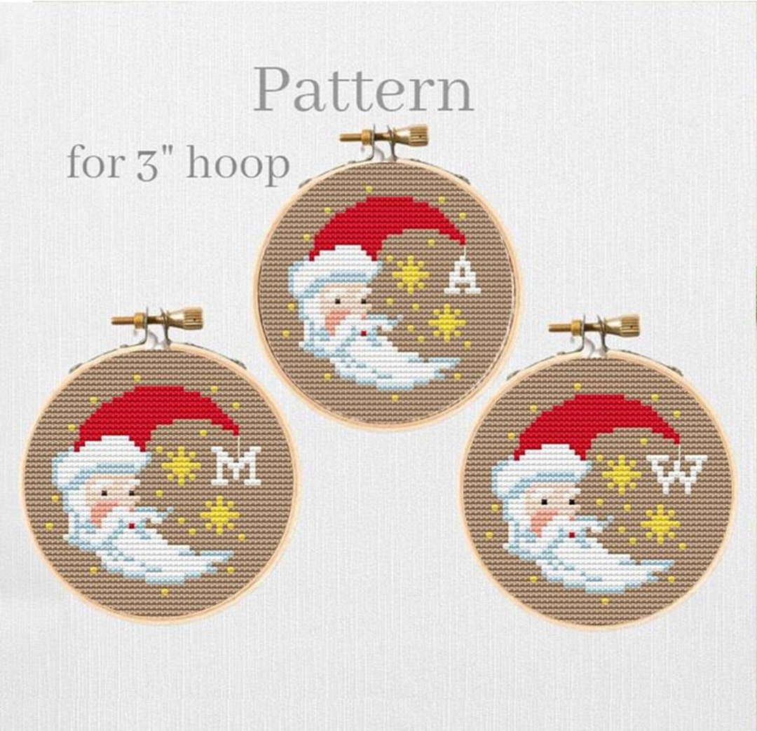 Christmas Ornament Cross Stitch Pattern for 3 Inch Hoop, Name Ornament ...
