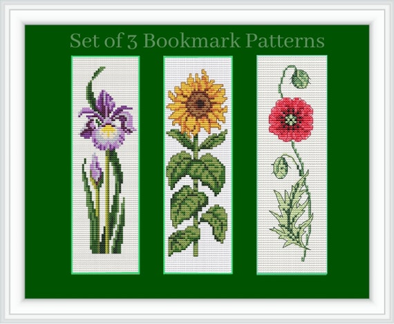 Floral Cross-Stitch Bookmark Kit Poppy Flower Page Marker Kit with Ins 