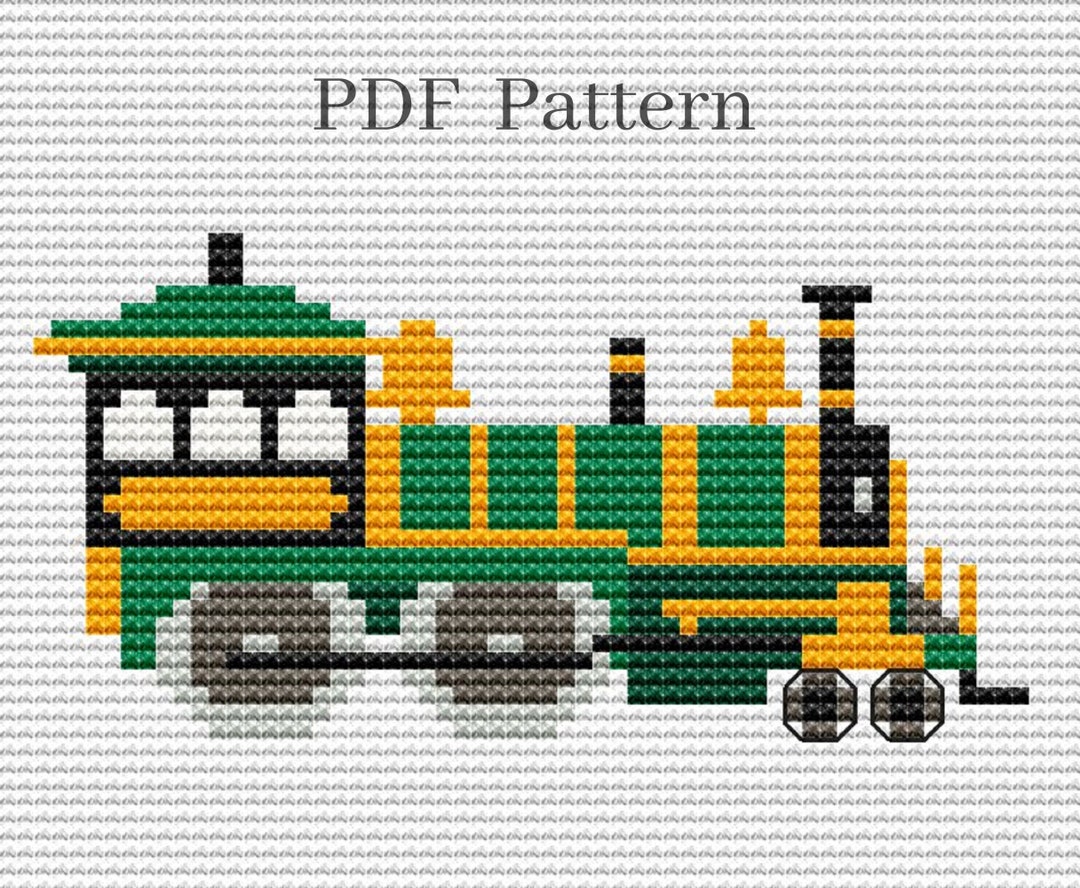 Train Cross Stitch Pattern, Cross Stitch for Boys, Vintage