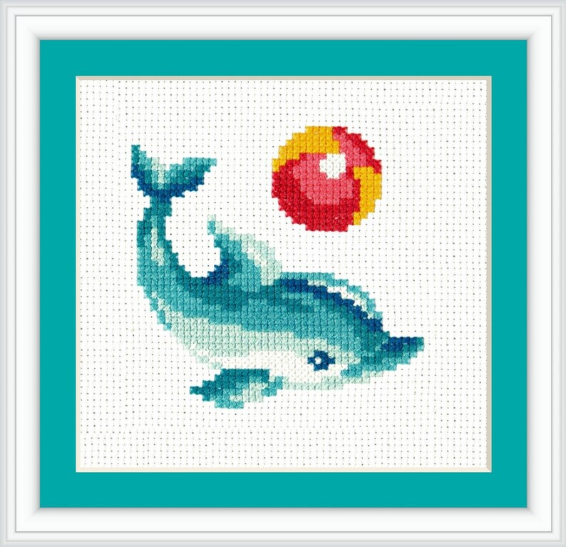 Dolphin Cross Stitch Pattern Dolphin Embroidery Sea Animals Etsy