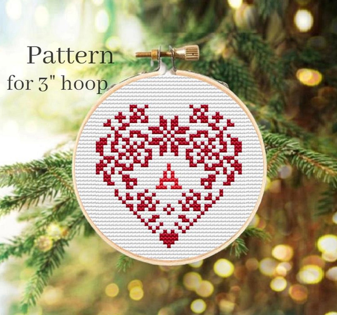 Christmas Monogram Ornament, Cross Stitch Pattern for 3 Inch Hoop ...