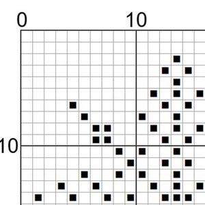 May include: Black and white pixel art design with a pattern of squares. The design is in the shape of a heart.