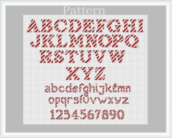 Floral Cross Stitch Font Various Color Gradients Included 