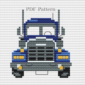 Padrão de ponto cruz de caminhão PDF Ponto cruz de veículo Padrão de bordado de carro azul para meninos