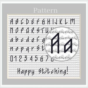 Backstitch alphabet cross stitch pattern Small cross stitch fonts Tiny cross stitch letters and numbers