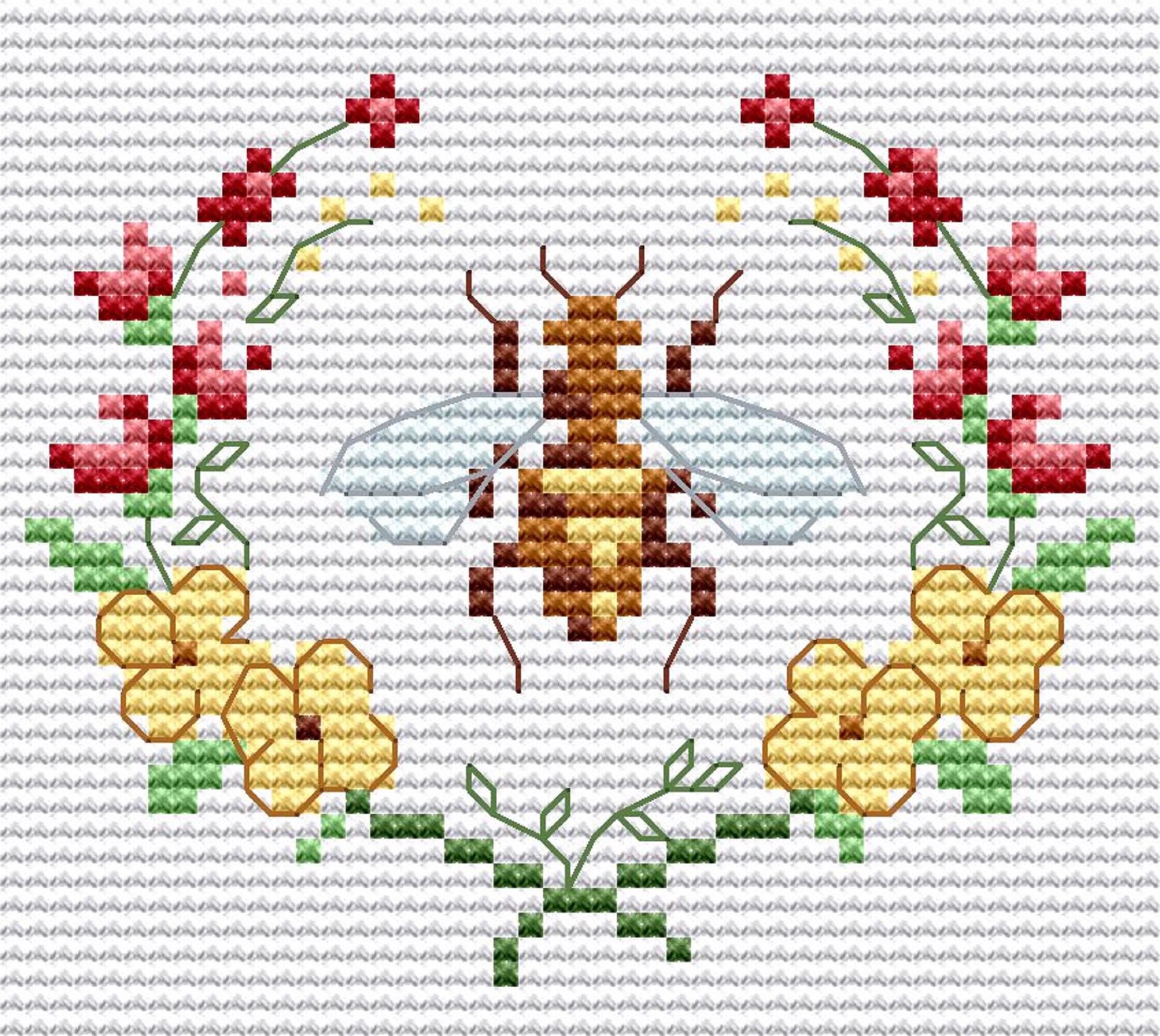 Bee wreath cross stitch pattern Bumble bee embroidery pattern Etsy