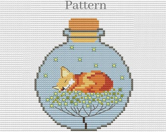 Fox cross stitch pattern PDF for small embroidery project