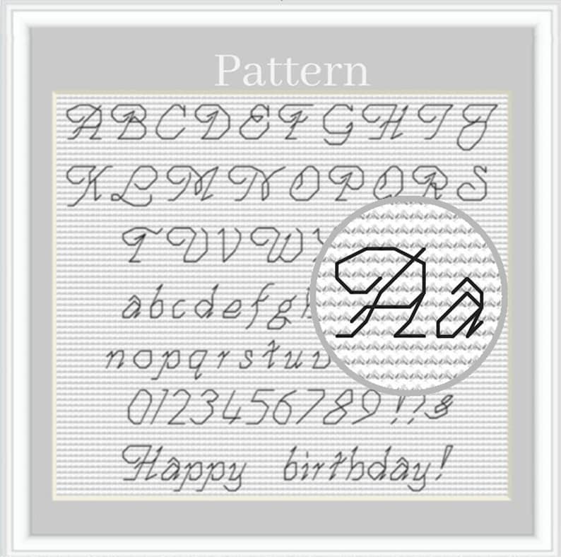 Backstitch Alphabet Cross Stitch Pattern With Cursive Letters and ...