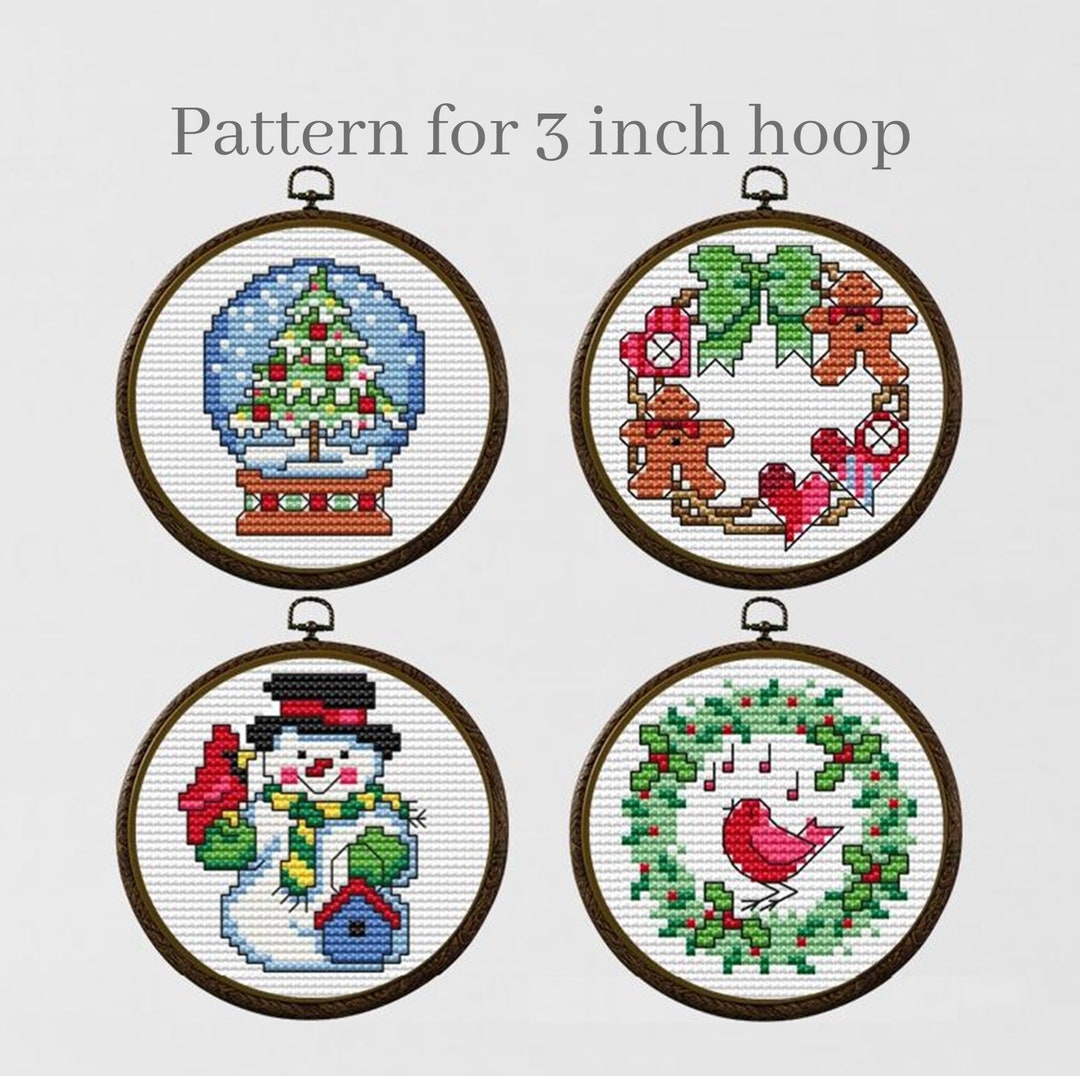 Christmas Ornaments Cross Stitch Pattern for 3 Inch Hoop, Small ...