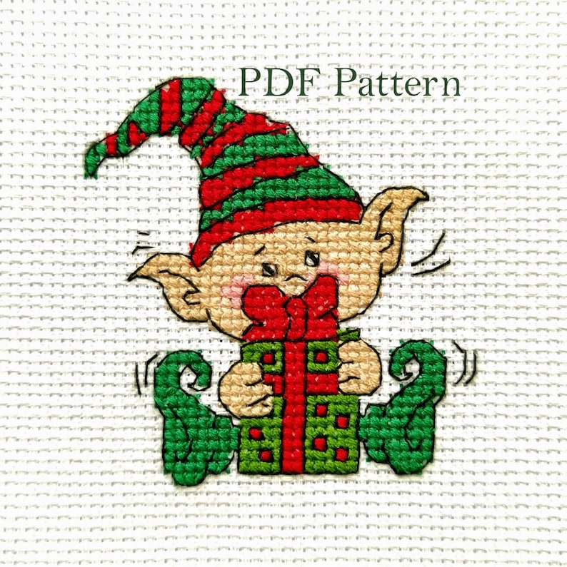 Christmas gnomes cross stitch pattern PDF Elf embroidery Etsy