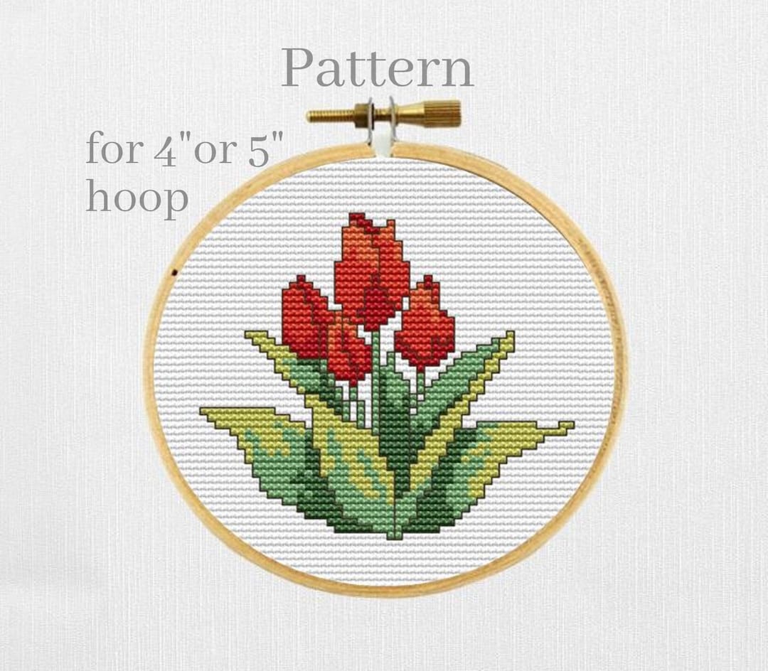 Tulip Cross Stitch Pattern, Small Tulips, Floral Cross Stitch - Etsy