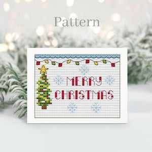Schema punto croce per biglietto di Natale, biglietto di Buon Natale, biglietto di auguri per le feste