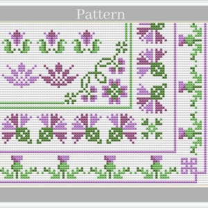Floral borders cross stitch pattern, Thistle cross stitch frames, Outlander cross stitch border