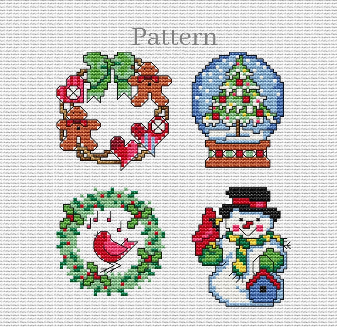 Christmas Ornaments Cross Stitch Pattern for 3 Inch Hoop, Small ...