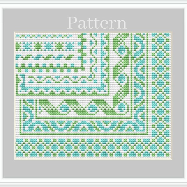 Borders cross stitch pattern, Sampler border pattern, Cross stitch frames