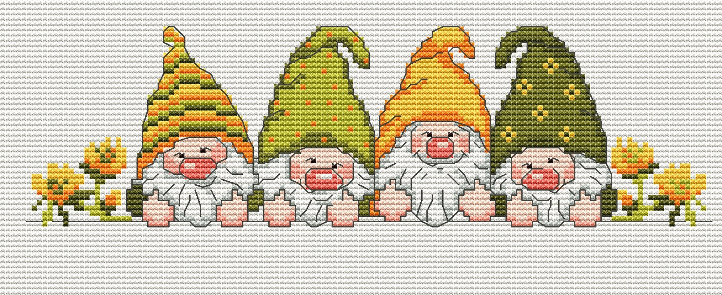 Gnome cross stitch pattern PDF Summer gnome embroidery pattern Etsy