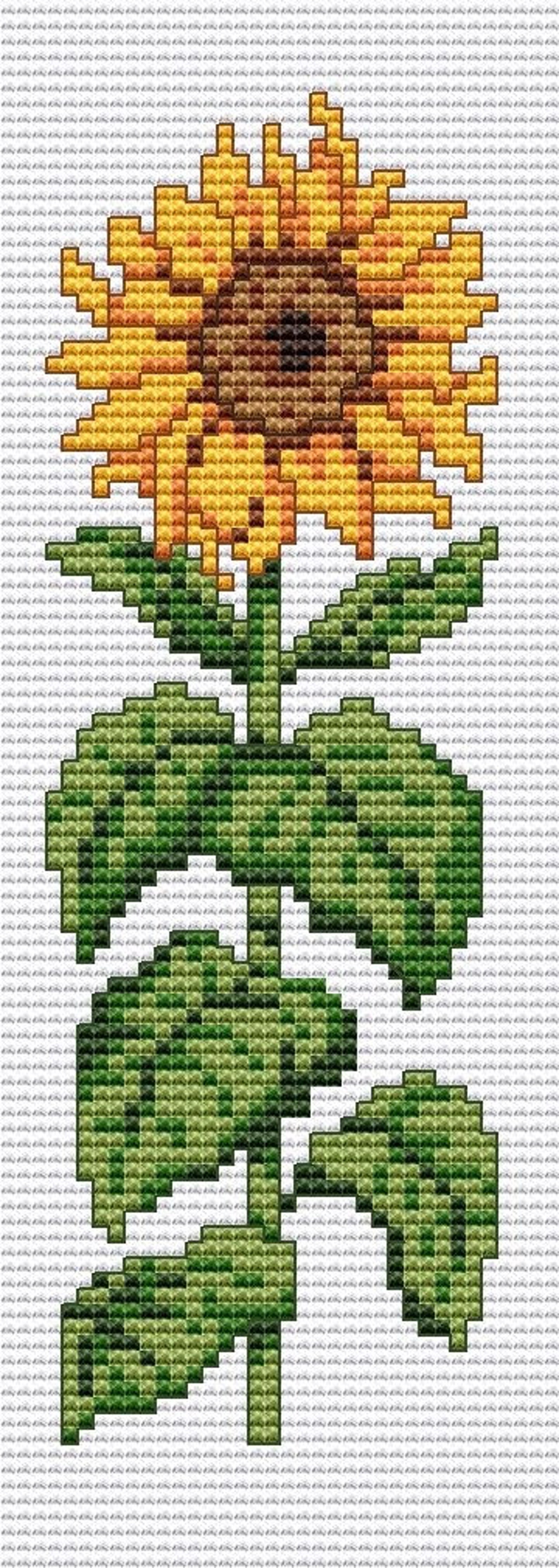 Sunflower bookmark cross stitch pattern PDF Etsy España