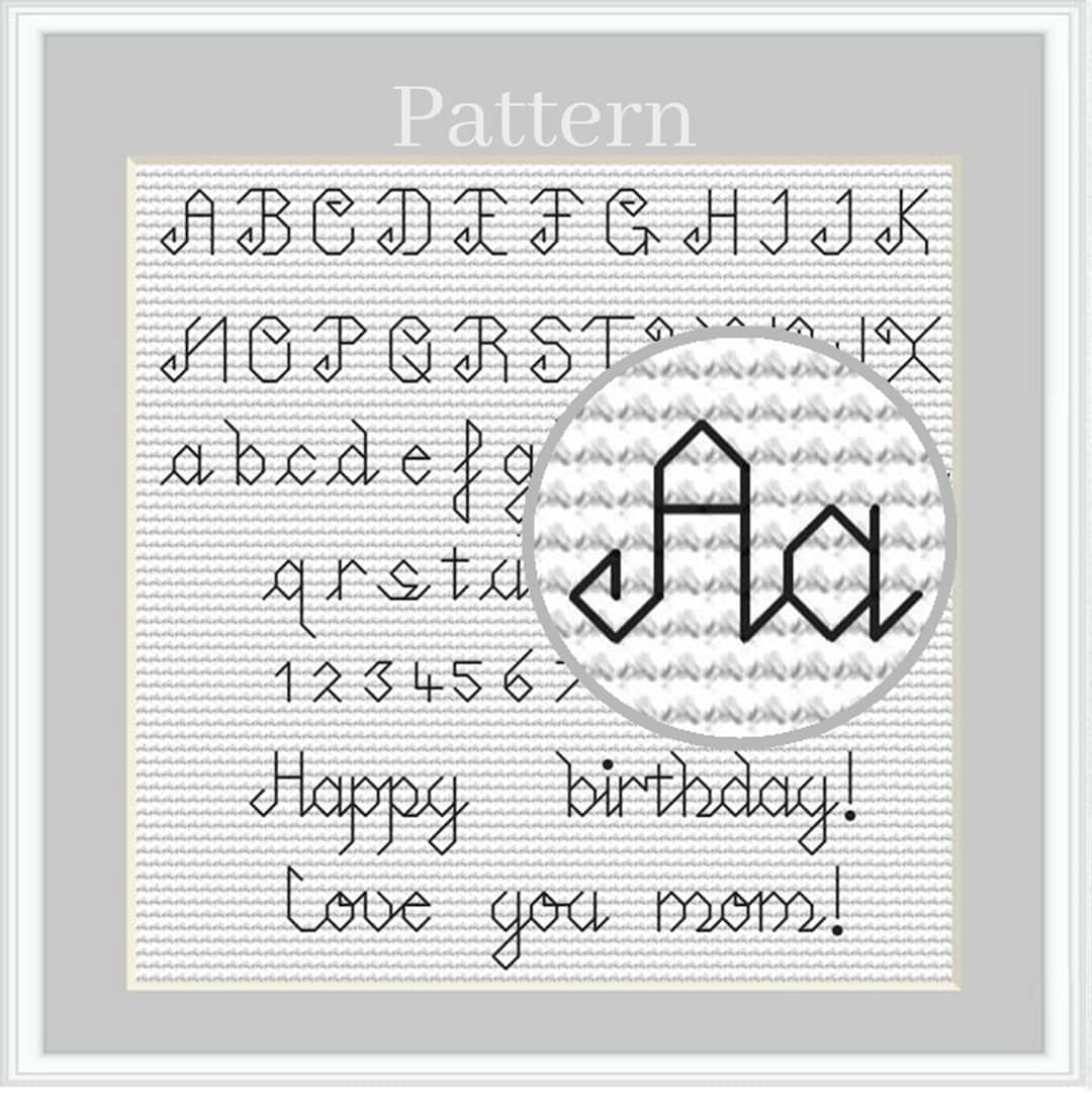 Backstitch Alphabet Cross Stitch Pattern With Cursive Letters and ...