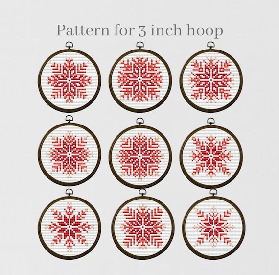 Snowflake cross stitch pattern for 3 inch ornament, Small Christmas ornament