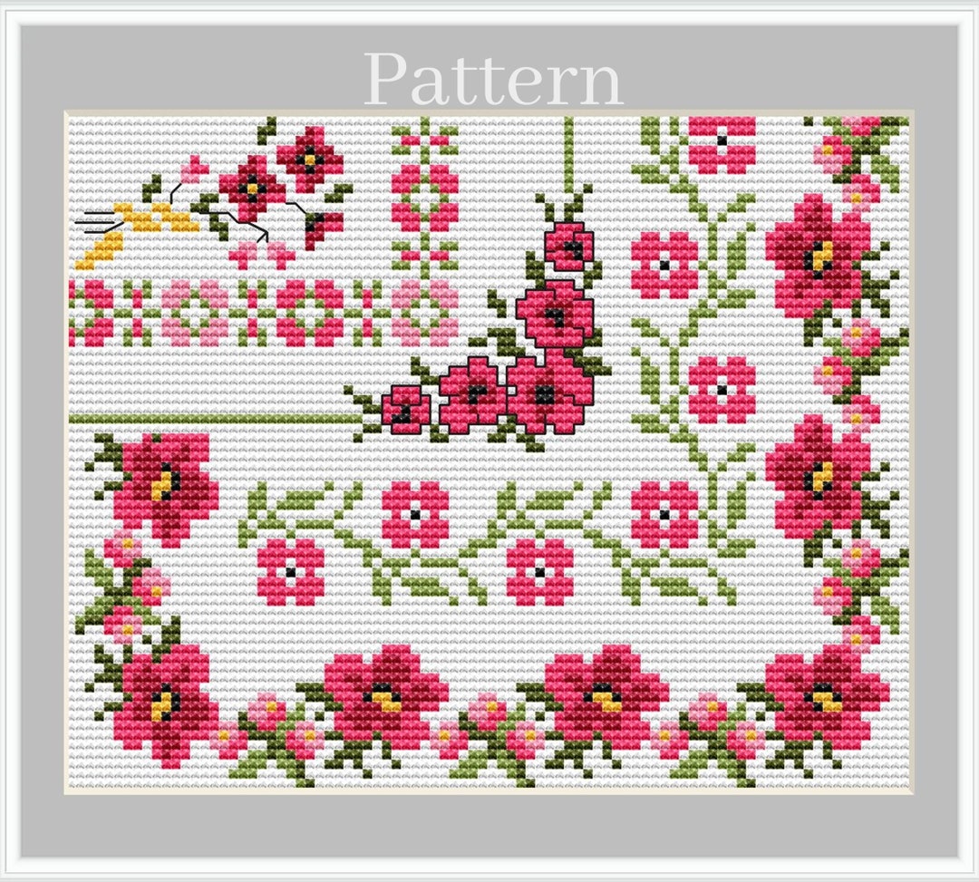 トップス relaxing border pattern cutsew Cross Stitch Border Pattern, Cross Stitch Frames, Floral