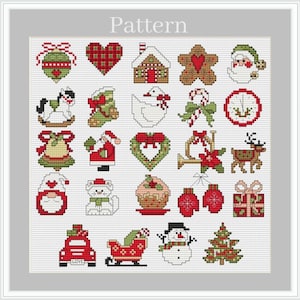 Petits motifs de Noël au point de croix, petit motif de Noël pour cerceau de 5 cm