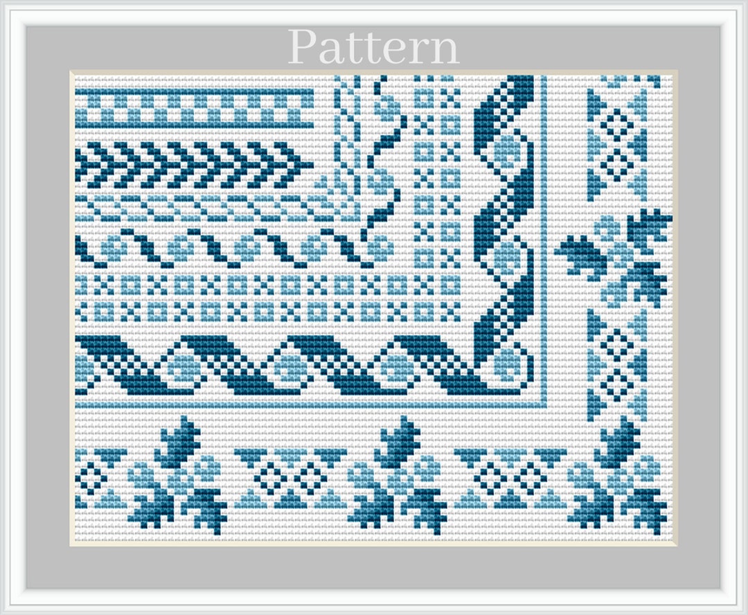 Cross Stitch Border, Cross Stitch Frames, Square Frames, Blue Christmas