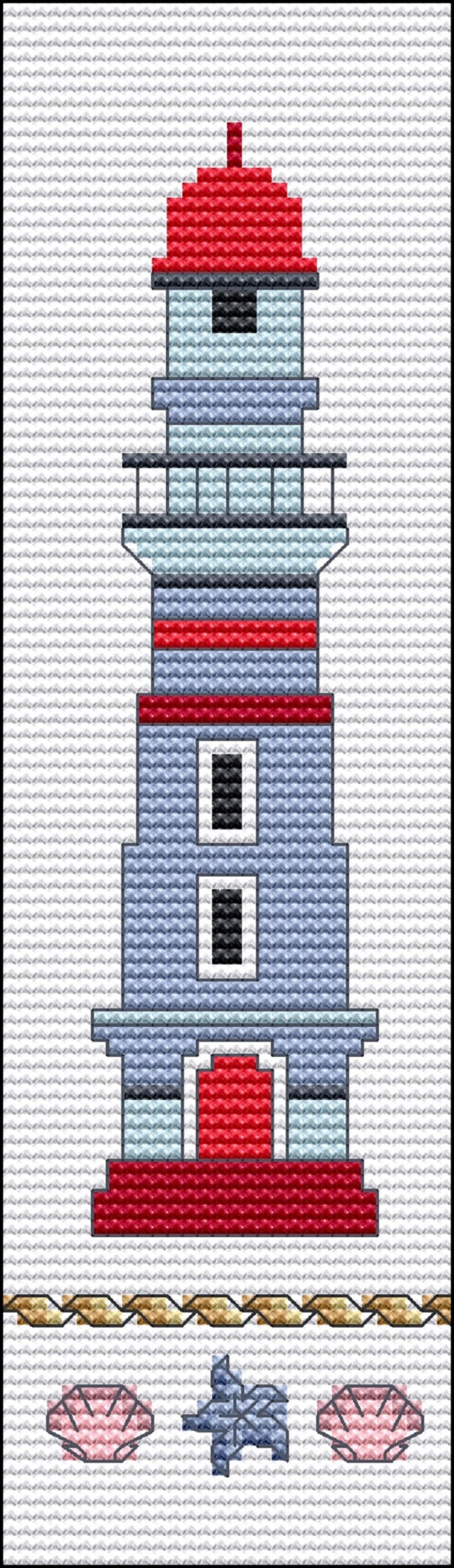 Lighthouse cross stitch bookmark PDF Sea embroidery pattern Etsy