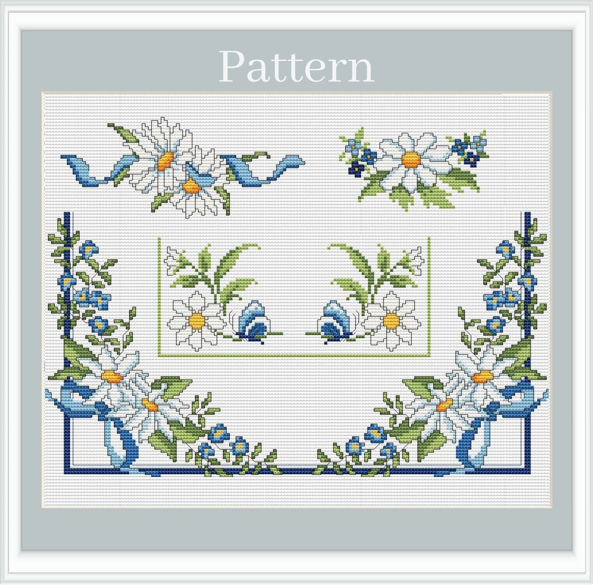 Daisy Frame Pattern Daisy Cross Stitch Border Pattern With Floral Frames and Corners - Etsy