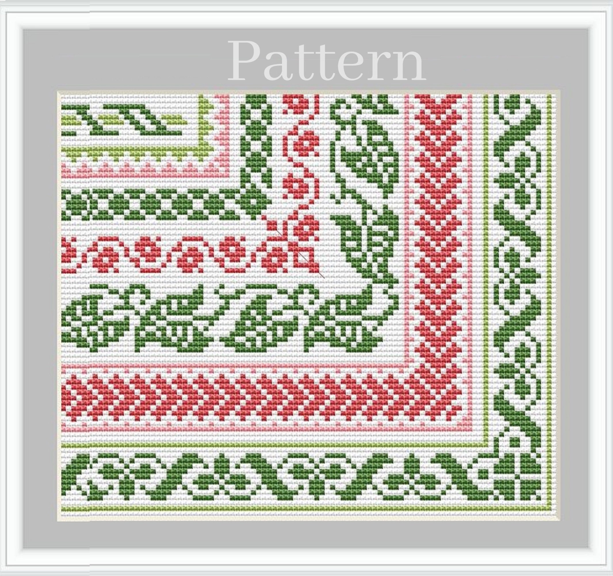 トップス relaxing border pattern cutsew Cross Stitch Border Pattern, Cross Stitch Frames, Floral