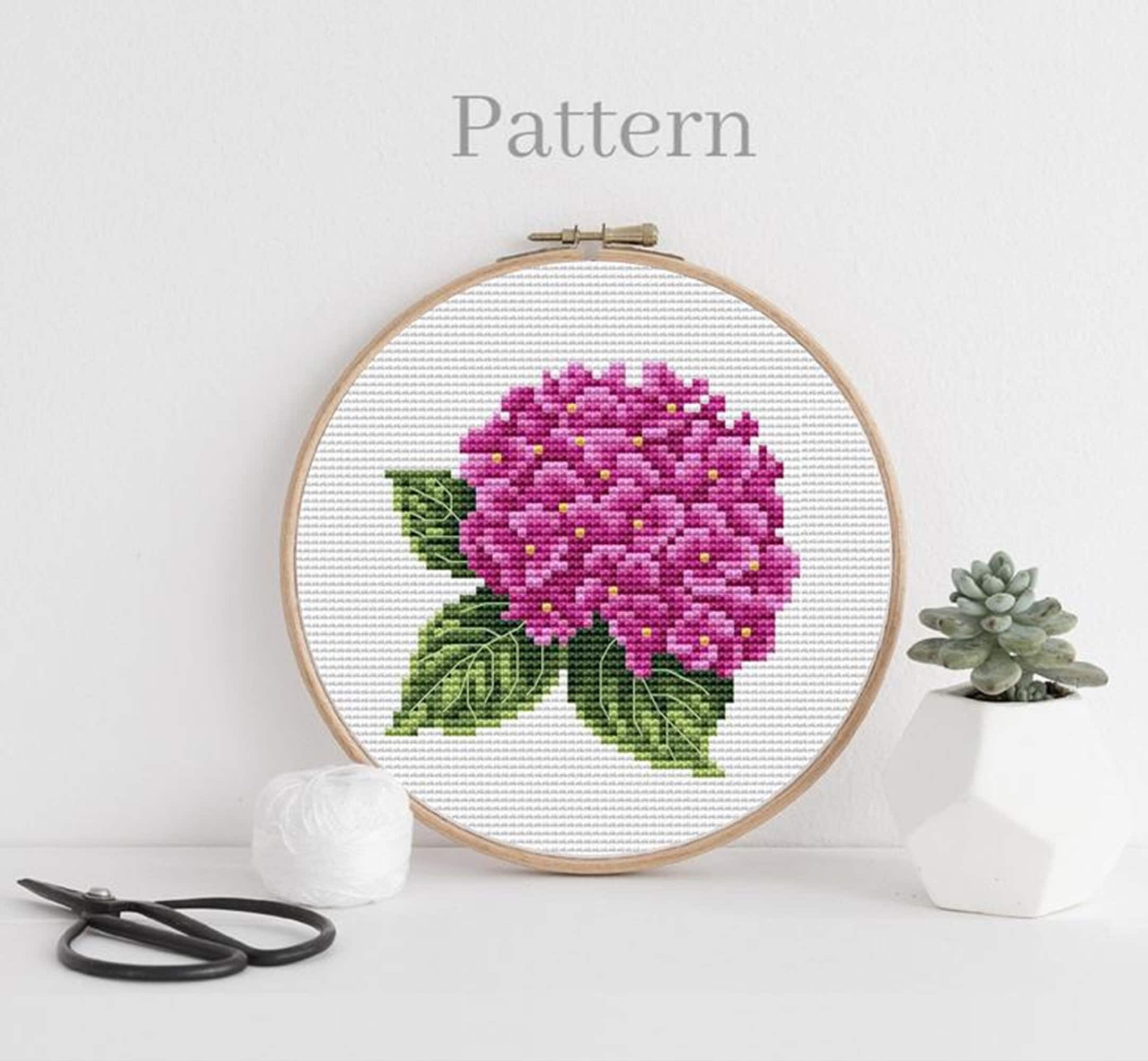 Ultimate Floral CROSS STITCH/クロスステッチ Amazon.com: Blue Hydrangea Flower DIY Stamped Cross Stitch Kits