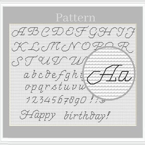 Cross stitch font, Cross stitch alphabet small, Cursive font, Backstitch alphabet