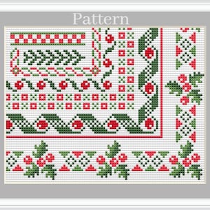 Square border cross stitch pattern, Christmas border, Cross stitch frame, Floral border