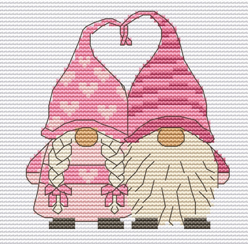 Gnome couple cross stitch nwcvq family gnome girl gnome  etsy Gnome couple cross stitch nwcvq family gnome girl gnome  etsy
