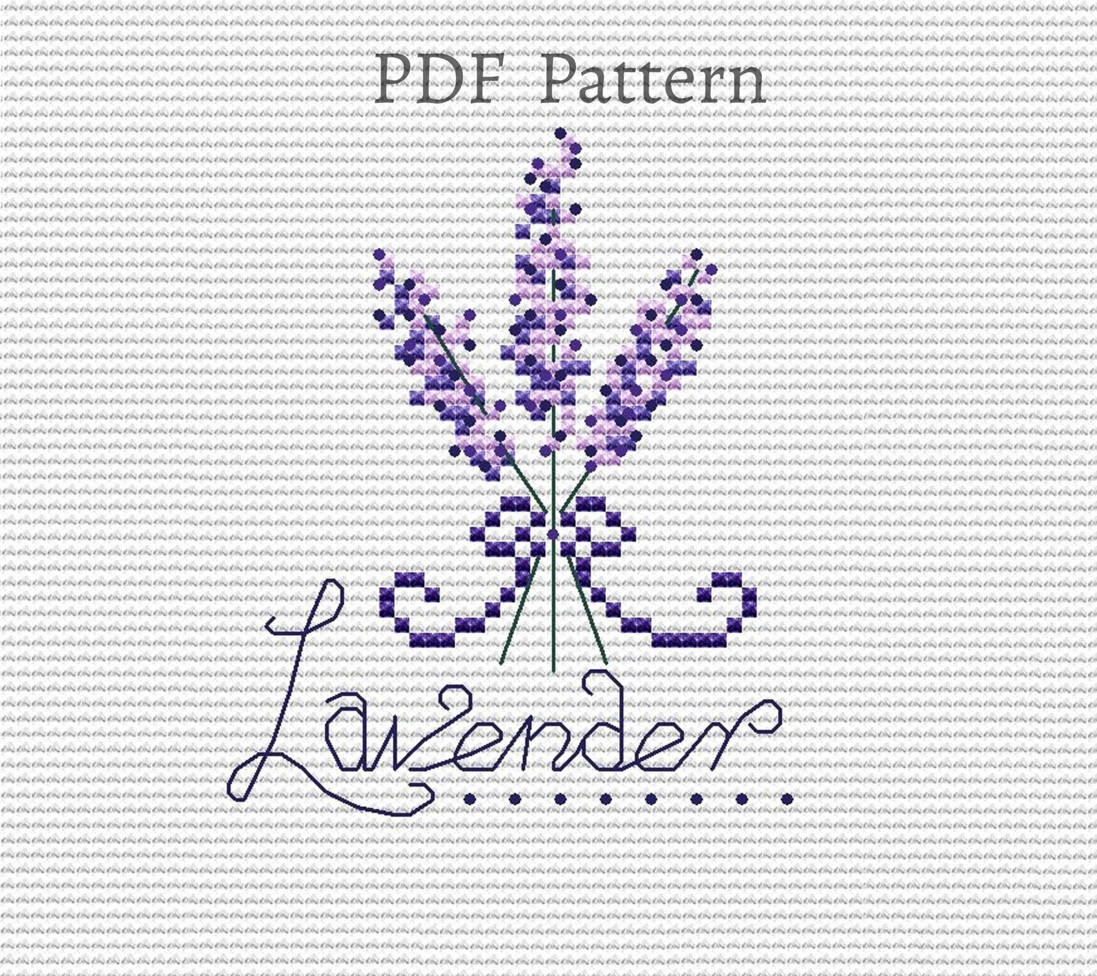 Lavender Cross Stitch Pattern Floral Cross Stitch Lavendar Etsy
