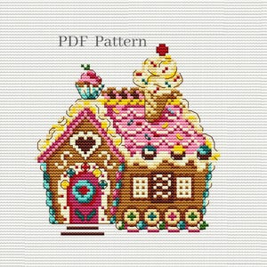 Christmas gingerbread house cross stitch pattern