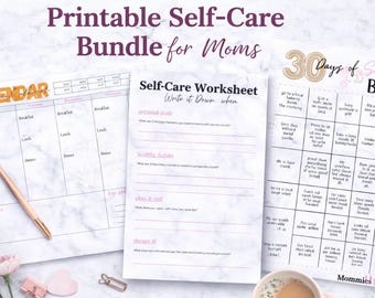 Self-Care Journal Bundle: Weekly Planner, Worksheet, 30 Day Self Challenge Bingo Challenge (Digital Download)